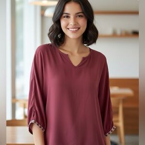 BKEred NWOT Large Burgundy Blouse